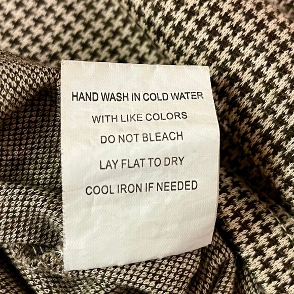 Hesperus Crop Top Women’s Size XS Collared Houndstooth Long Sleeve Brown Tan - Picture 8 of 9